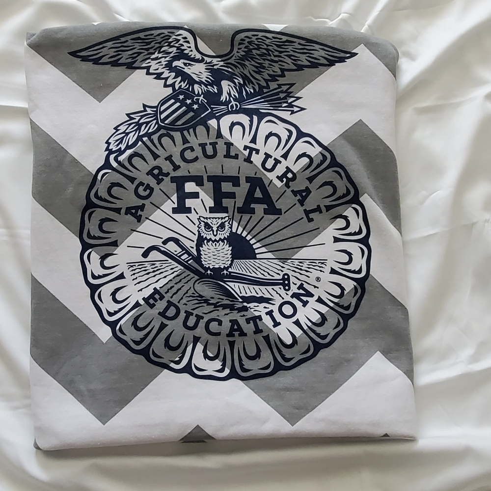 Gray & White Chevron Throw With FFA Navy Logo